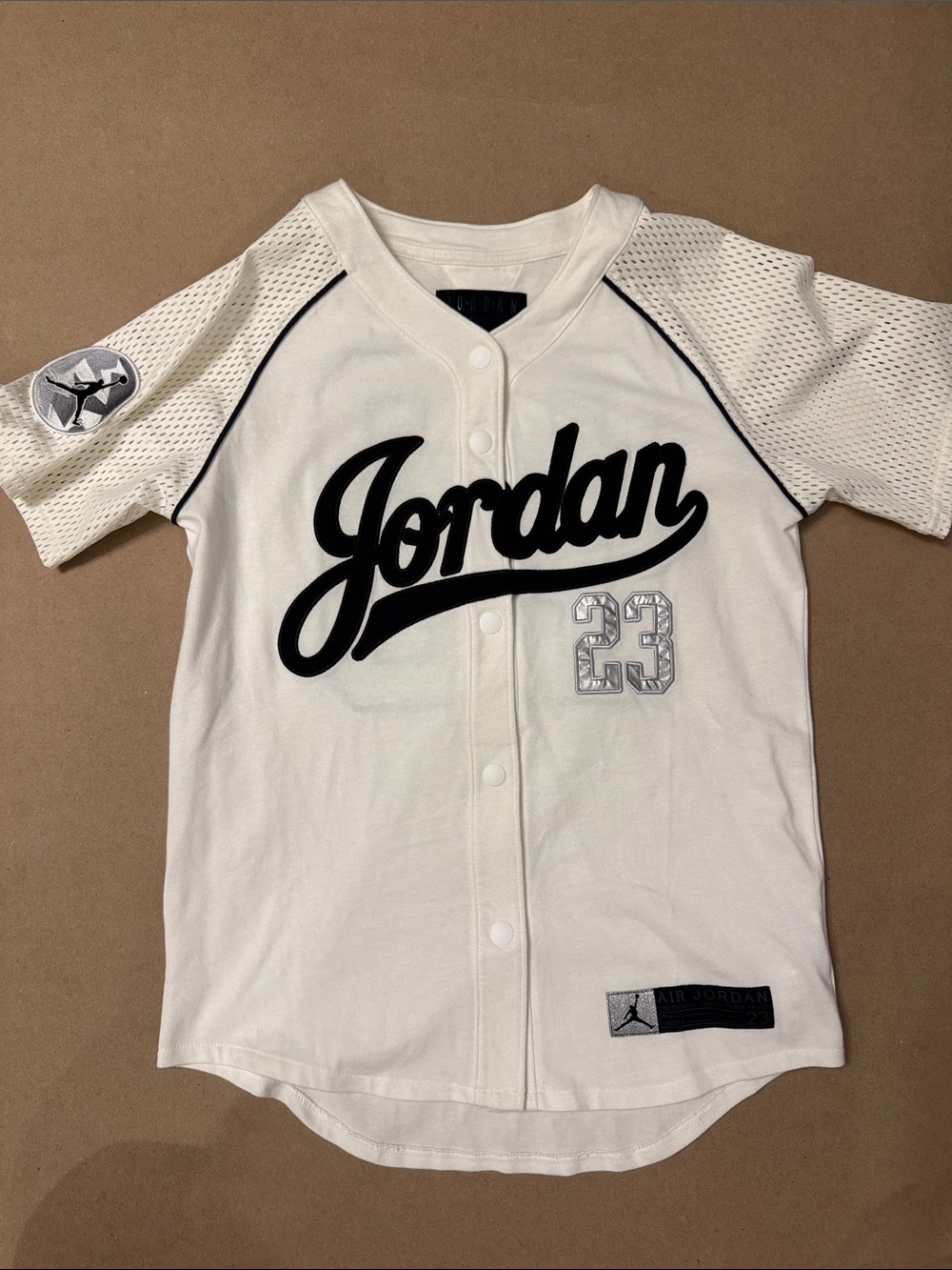 Jordan White and Black 'Jordan 23' Kids Baseball Jersey